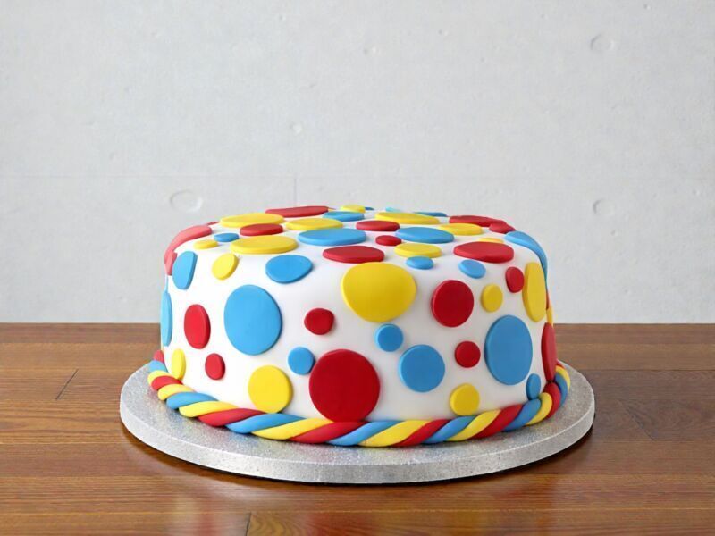 Colorful Circles Fondant Cake 3 Colorful Circles Fondant Cake