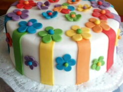 Colorful Floral Fondant Cake