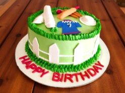 Cream Fondant Cricket Pitch Cake