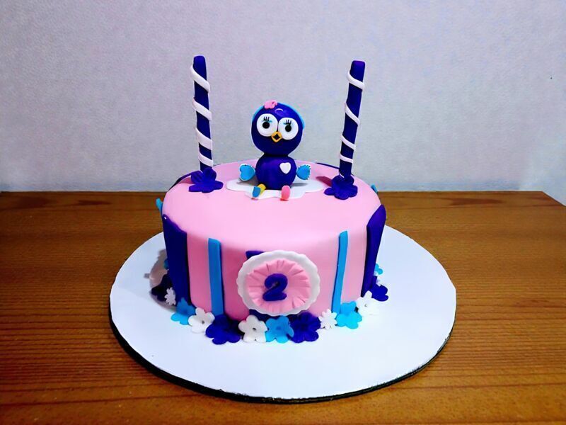 Cute Owl Designer Fondant Cake 3 Cute Owl Designer Fondant Cake