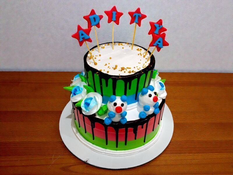 Cute Teddy Drip Birthday Cake 3 Cute Teddy Drip Birthday Cake