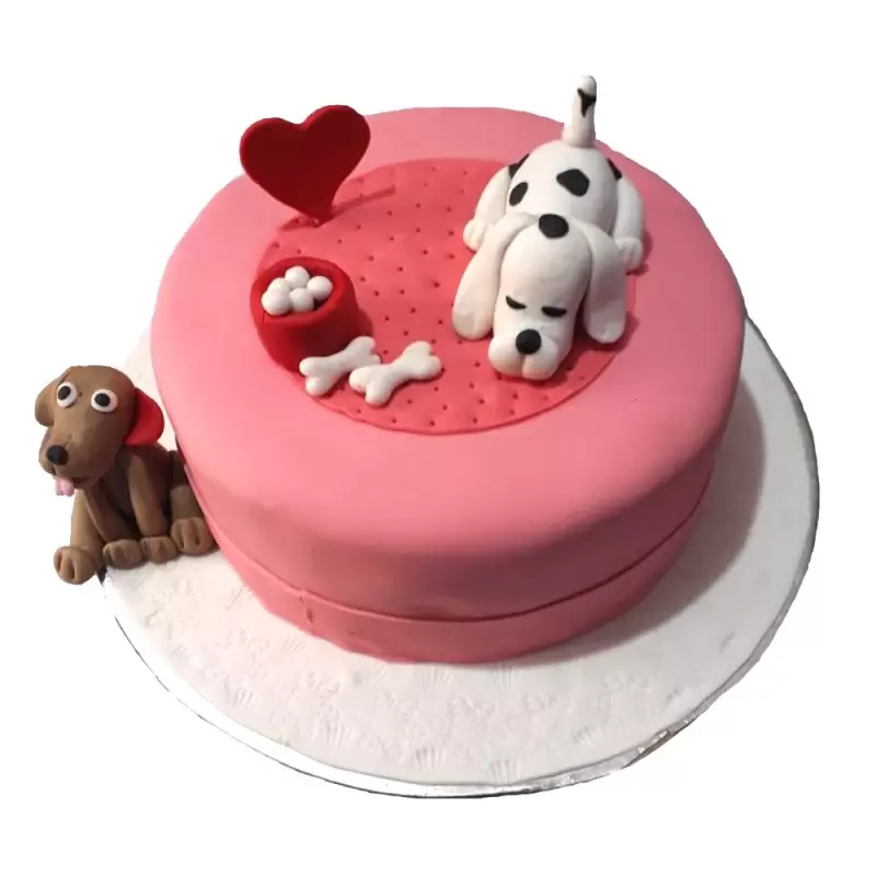Doggy Theme Fondant Cake 3 Doggy Theme Fondant Cake