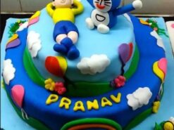 Doraemon and Nobita Fondant Cake