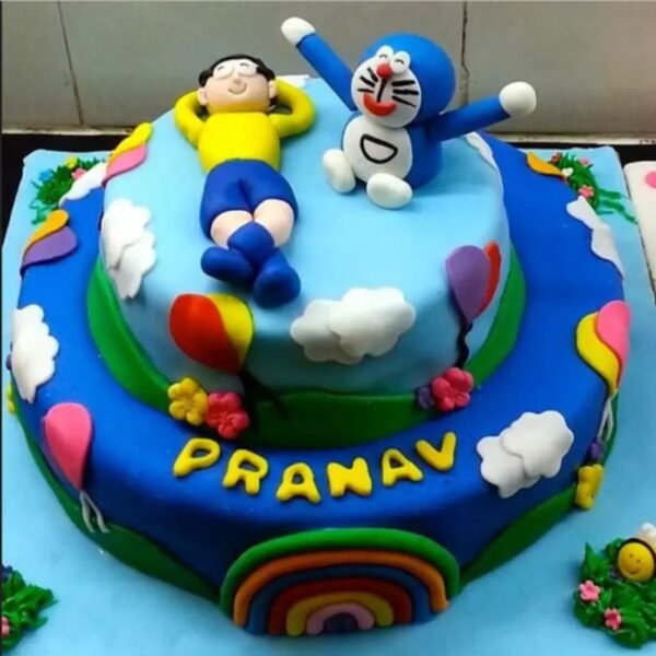 Doraemon and Nobita Fondant Cake 3 Doraemon and Nobita Fondant Cake