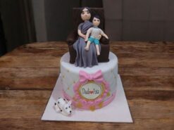 Elegant Grandmother Child Embrace Cake