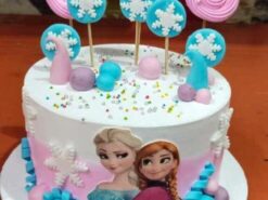Elsa and Anna Designer Cream Cake from LallanTop Cake Shop