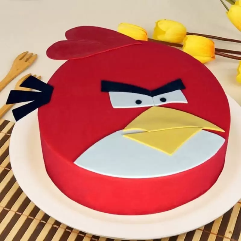 Appealing Angry Bird Fondant Cake 3 Appealing Angry Bird Fondant Cake from LallanTop Cake Shop - Delivery in East Delhi, South-East Delhi, Ghaziabad, and Noida