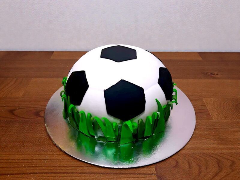 Football Shape Fondant Cake 3 Football Shape Fondant Cake