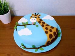 Giraffe in Clouds Fondant Cake