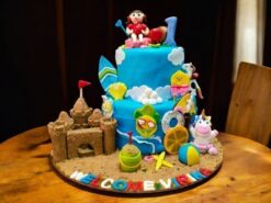 girl-and-unicorn-at-beach-theme-cake