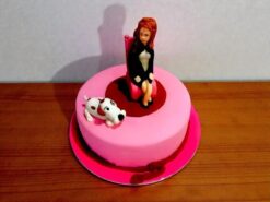 Girl with Dog Fondant Cake