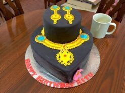 Gold Jewelry Set Designer Fondant Cake