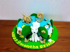 Happy 9 Month Theme Fondant Cake