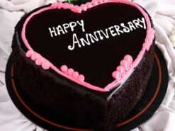 Happy Anniversary Heart Shaped Cake