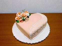 Heart Shaped Engagement Fondant Cake