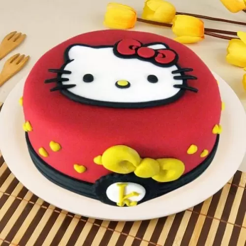 Hello Kitty Red Fondant Cake 3 Hello Kitty Red Fondant Cake