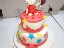 Hello Kitty Theme 2 Tier Fondant Cake
