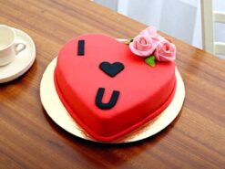 I Love U Heart Fondant Cake