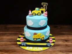 JCB Theme 2 Tier Birthday Cake