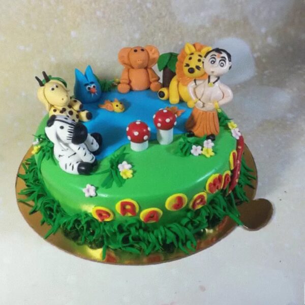 Jungle & Chhota Bheem Theme Fondant Cake 3 Jungle & Chhota Bheem Theme Fondant Cake