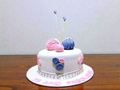 Knitting Theme Birthday Cake