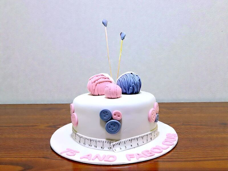 Knitting Theme Birthday Cake 3 Knitting Theme Birthday Cake