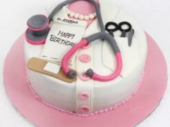 Ladies Doctor Theme Fondant Cake