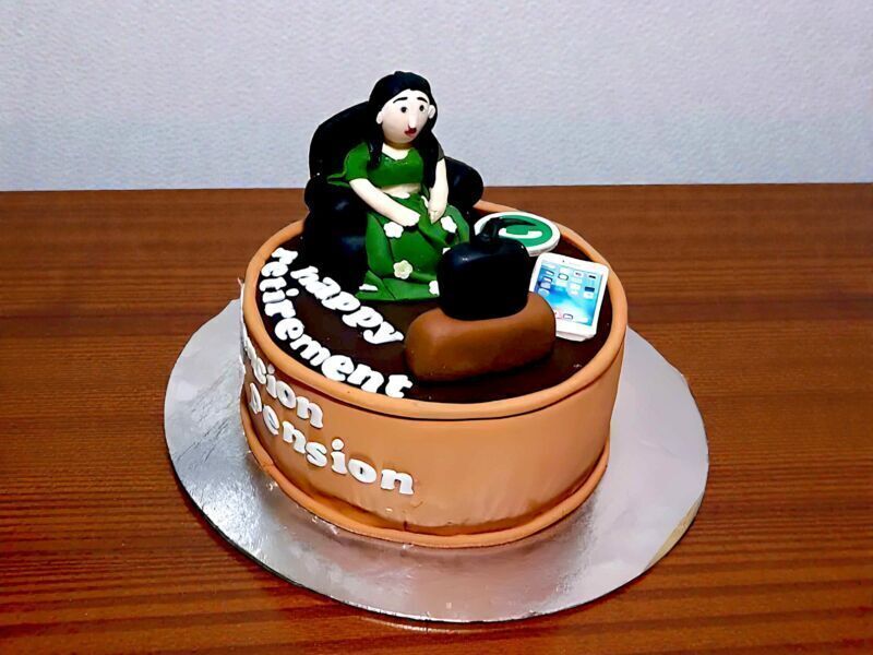 Lady Retirement Theme Fondant Cake 3 Lady Retirement Theme Fondant Cake