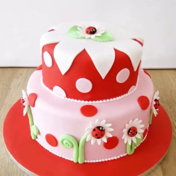 Ladybird 1st Birthday Fondant Cake 3 Ladybird 1st Birthday Fondant Cake