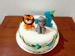 Lion and Elephant Theme Kids Cake