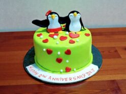 Lovely Penguin Anniversary Cake
