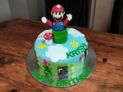 Mario Adventure Fondant Cake with Full Fondant Mario and Mushroom Kingdom Decor