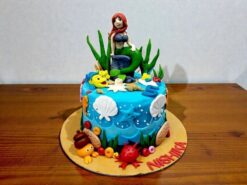 Mermaid Ariel Theme Fondant Cake