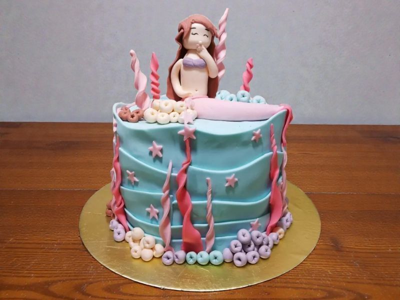 Mermaid Theme Fondant Cake 3 Mermaid Theme Fondant Cake