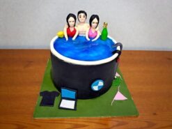 Midnight Jacuzzi Party Theme Cake with edible figurines by Lallantop Cake Shop