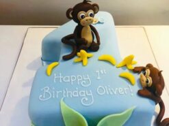 Monkey Theme 1st Birthday Cake