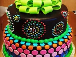 Neon Glow Birthday Fondant Cake