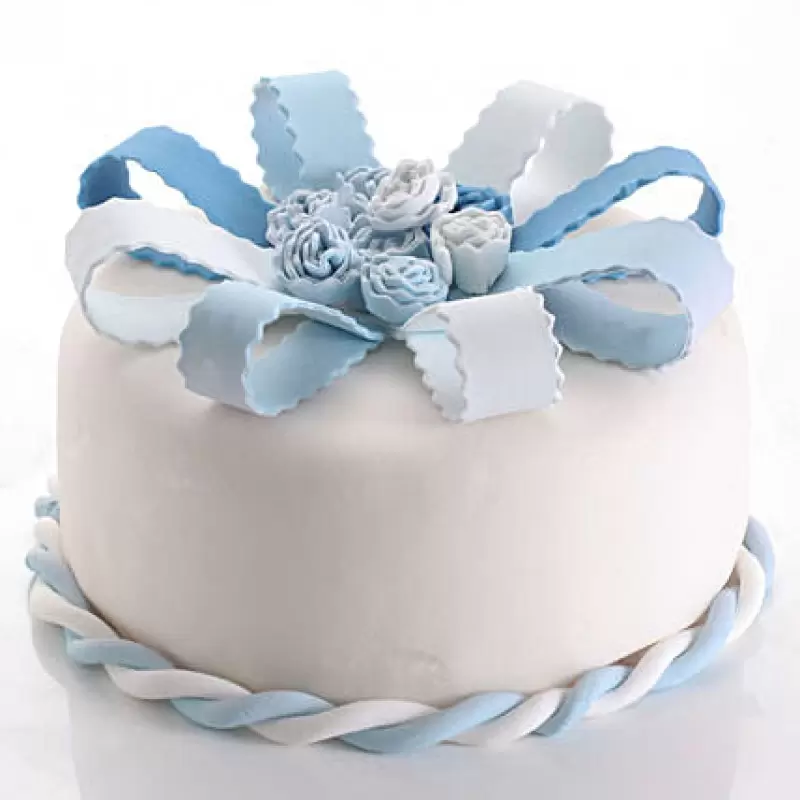 White and Blue Roses Fondant Cake 3 White and Blue Roses Fondant Cake from LallanTop Cake Shop