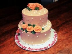 Peach Rose Anniversary Cake