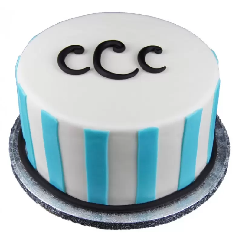 Monogram Stripes Fondant Cake 3 Monogram Stripes Fondant Cake