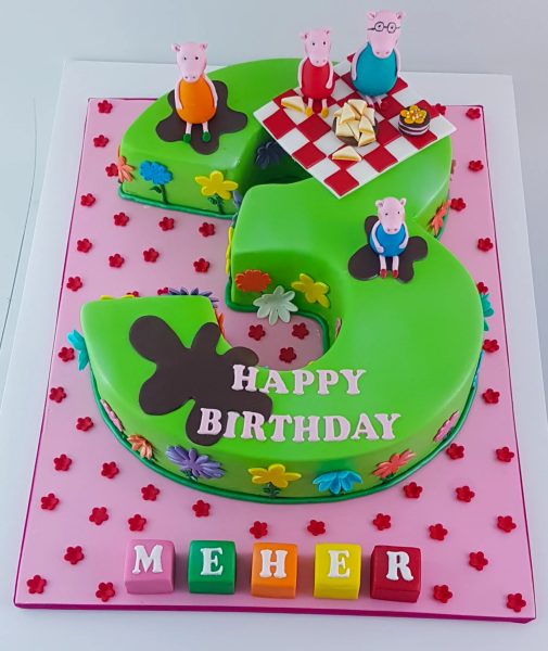 Peppa Pig Picnic 3 Number Cake 3 Peppa Pig Picnic 3 Number Cake
