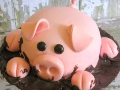 Pig Shape Fondant Cake
