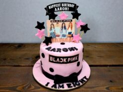 Pink & Black K-Pop Celebration Cake
