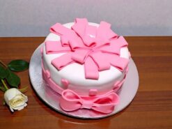 Pink Bow Truffle Fondant Cake