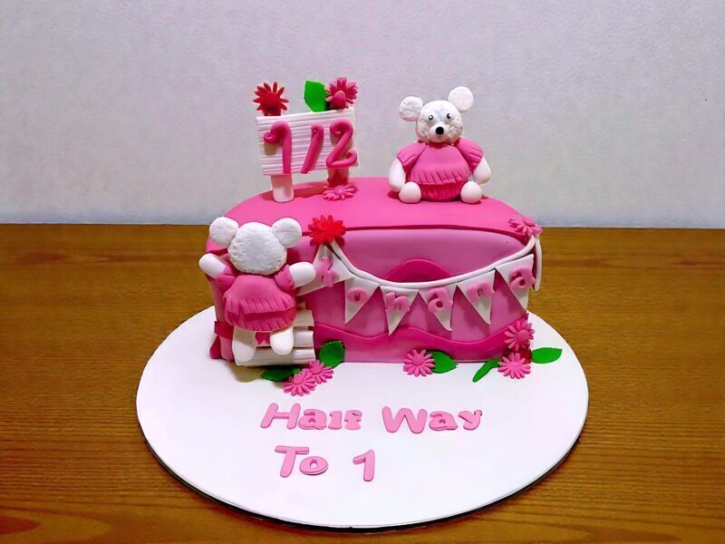 Pink Half Birthday Cake For Girl 3 Pink Half Birthday Cake For Girl