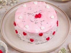 Pink Hearts Chocolate Cream Cake