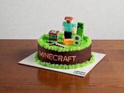 Pixel Adventure Minecraft Theme Cake with edible gaming characters by Lallantop Cake Shop