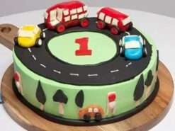 Race Track First Birthday Fondant Cake