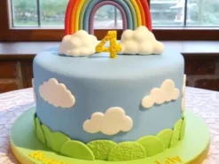 Rainbow and Clouds Cake