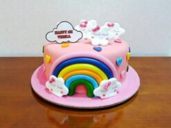 Rainbow and Clouds Theme Cake